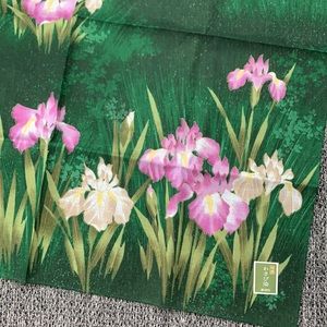 Japanese traditional wasabi dye iris handkerchief